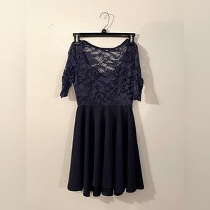 royal blue lace mini skater dress